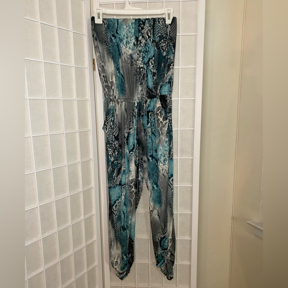 Blue snake skin print Jumpsuit